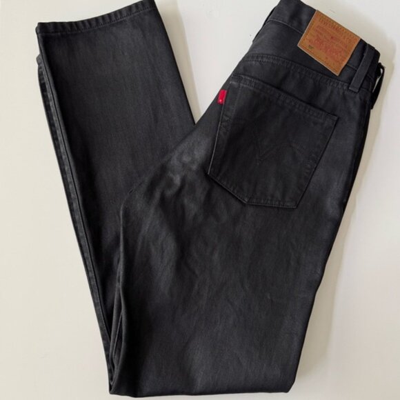 Levi’s 501 Wax Coated Straight Leg 💯% cotton Posh Party Black Women’s size 27 - Picture 2 of 15